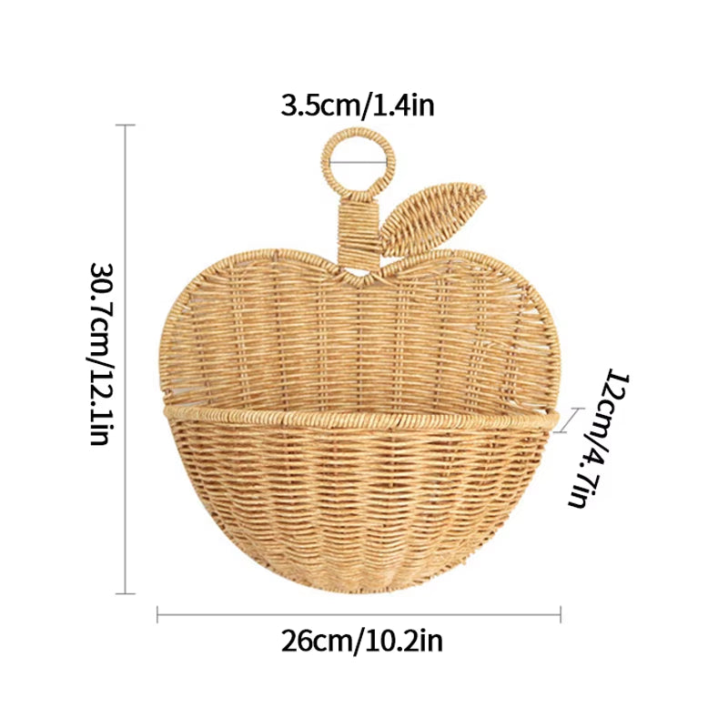 Kitchen Storage Basket with Handle Woven Hanging Baskets for Living Room Fruit Sundries Organizer Home Decor Hand-Woven Baskets