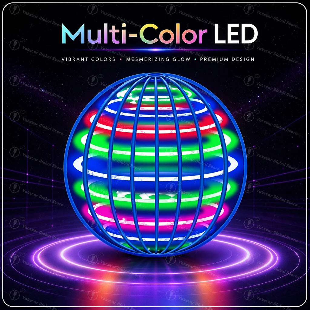 Flying Ball Children'S Hand Controlled Color LED Cosmic Globe 360 Rotating Suspension Ball Suitable for Indoor and Outdoor Toy