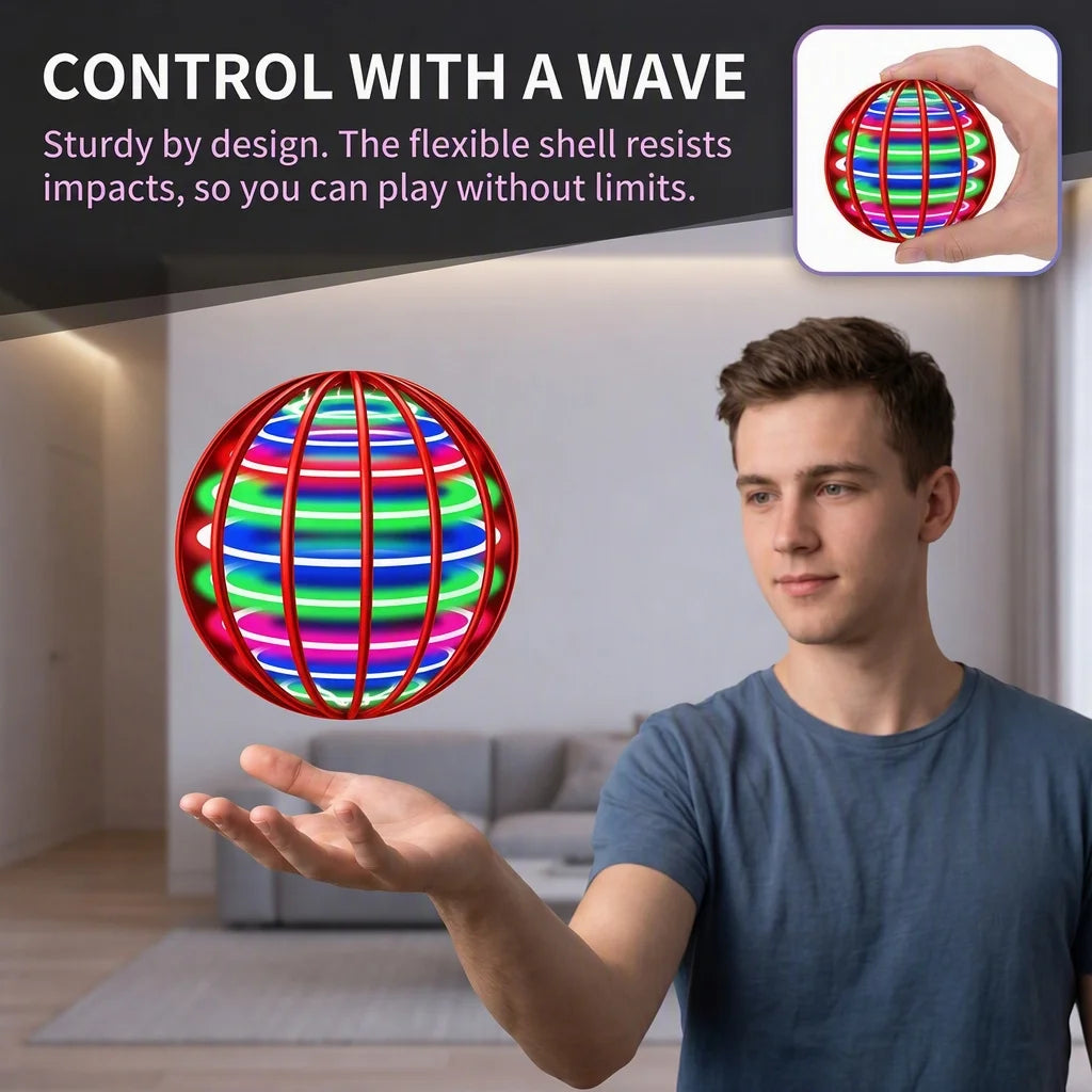 Flying Ball Children'S Hand Controlled Color LED Cosmic Globe 360 Rotating Suspension Ball Suitable for Indoor and Outdoor Toy
