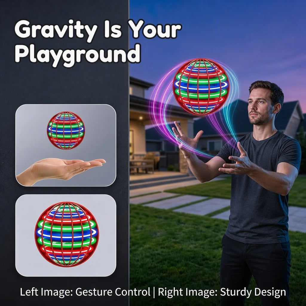Flying Ball Children'S Hand Controlled Color LED Cosmic Globe 360 Rotating Suspension Ball Suitable for Indoor and Outdoor Toy